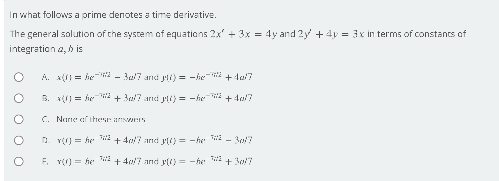 thx for help In what follows a prime denotes a