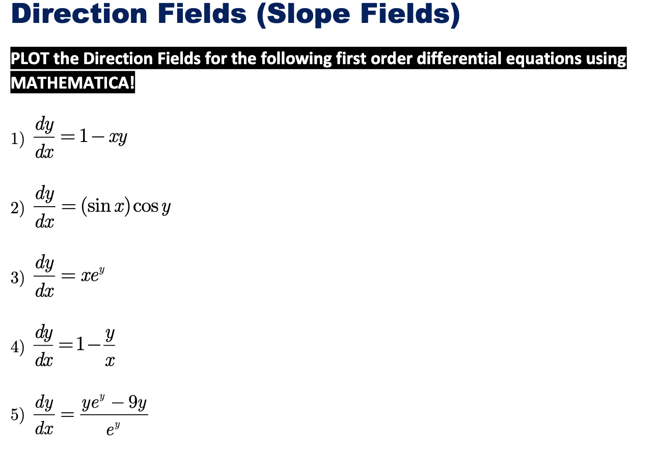 Direction Fields (Slope Fields) PLOT the