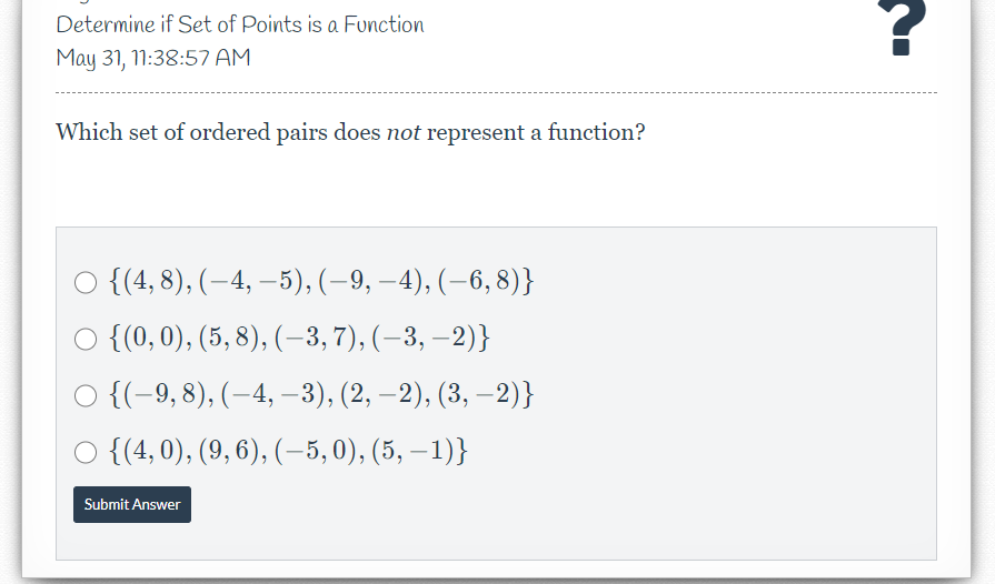 please help im in 8th grade Determine if Set of