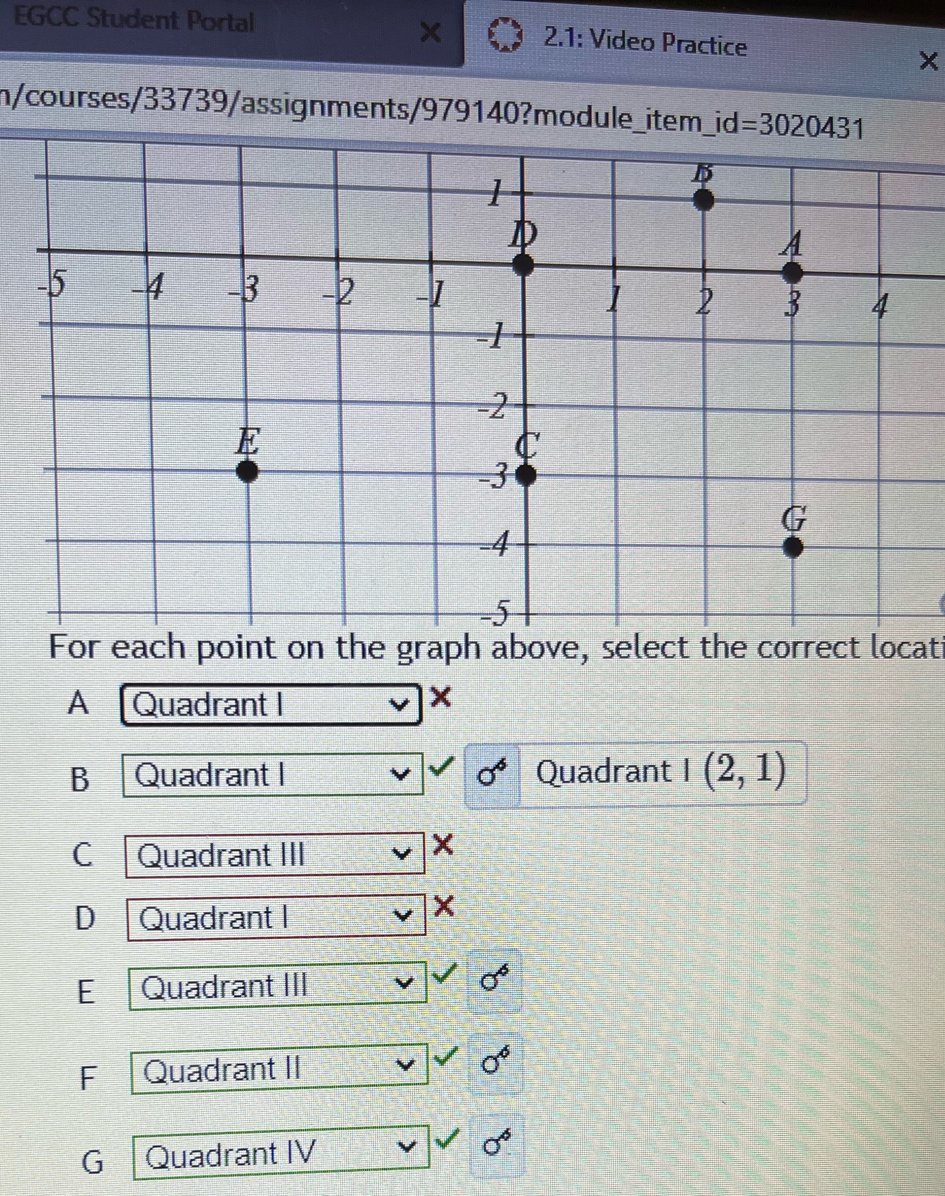 EGCC Student Portal X 2.1: Video Practice X