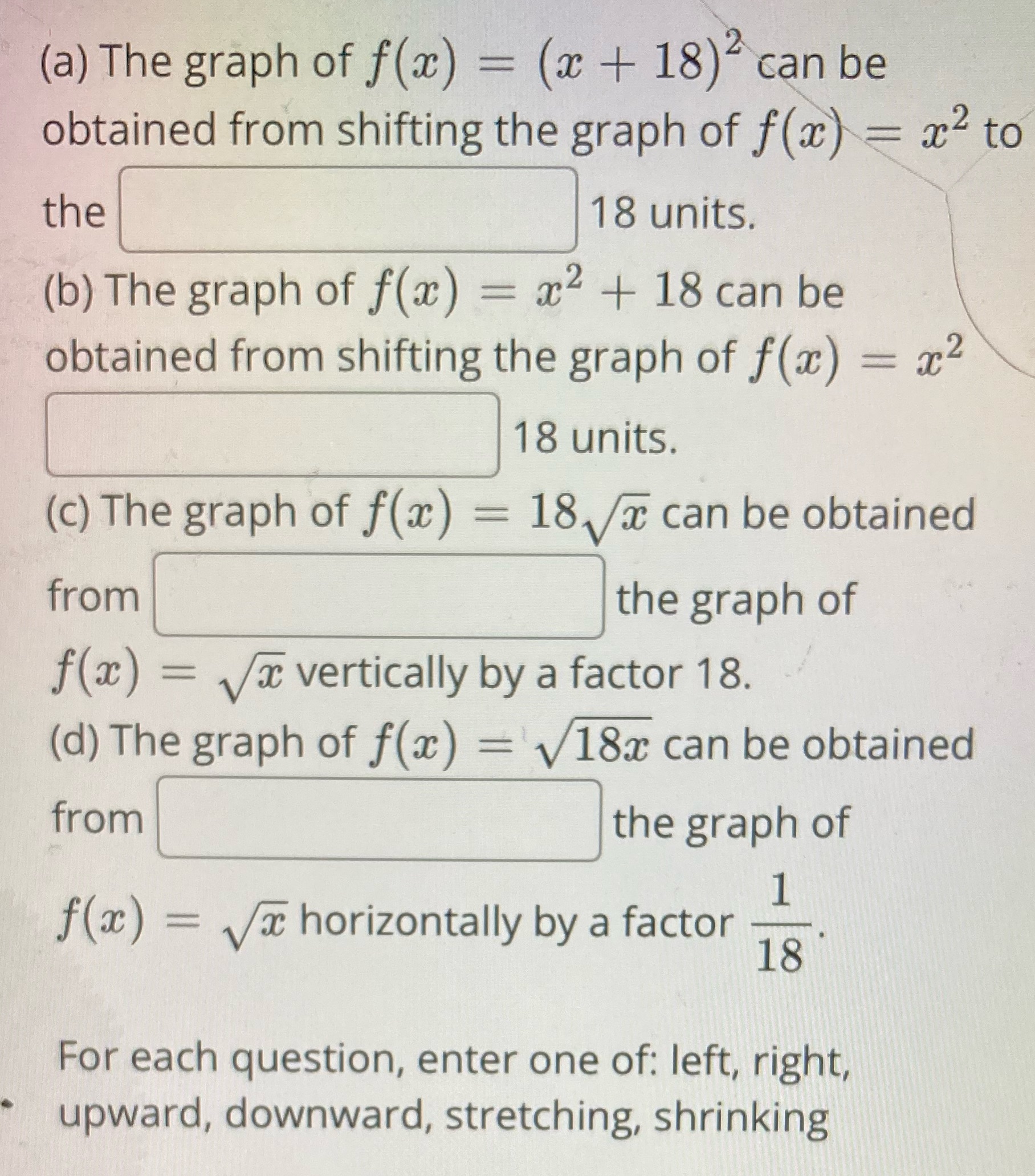 9(a) The graph of f(a:) n (a: + 18)\\2\\ n be