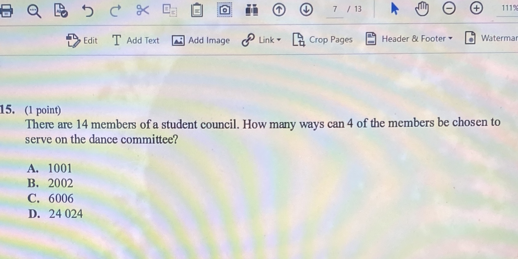 O 7 / 13 1119 Edit T Add Text Add Image Link &