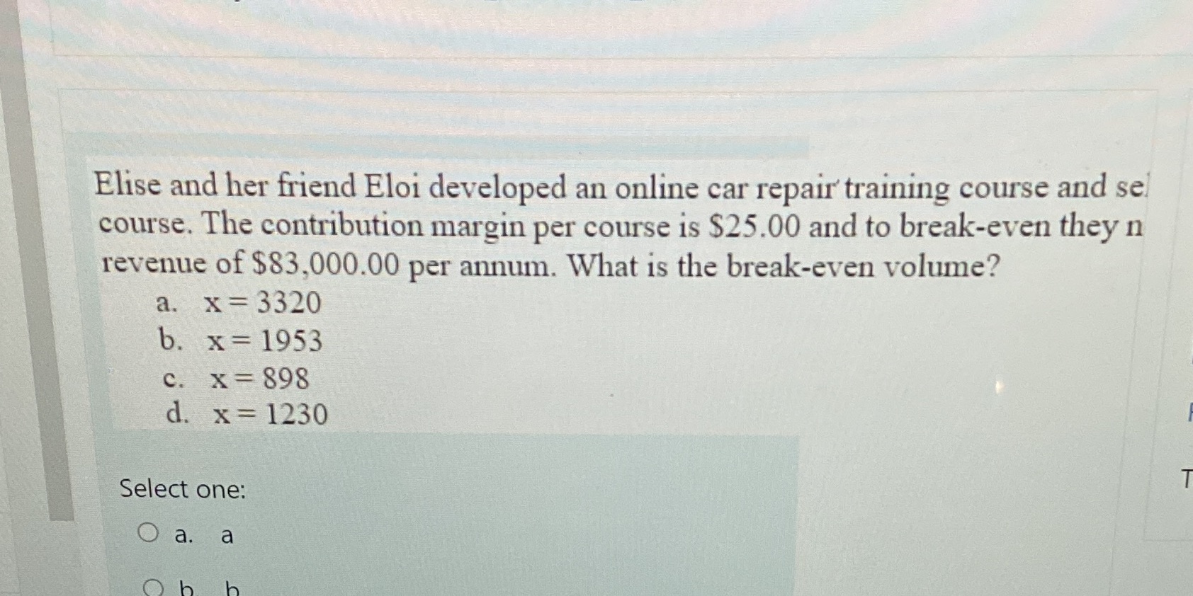 Elise and her friend Eloi developed an online car