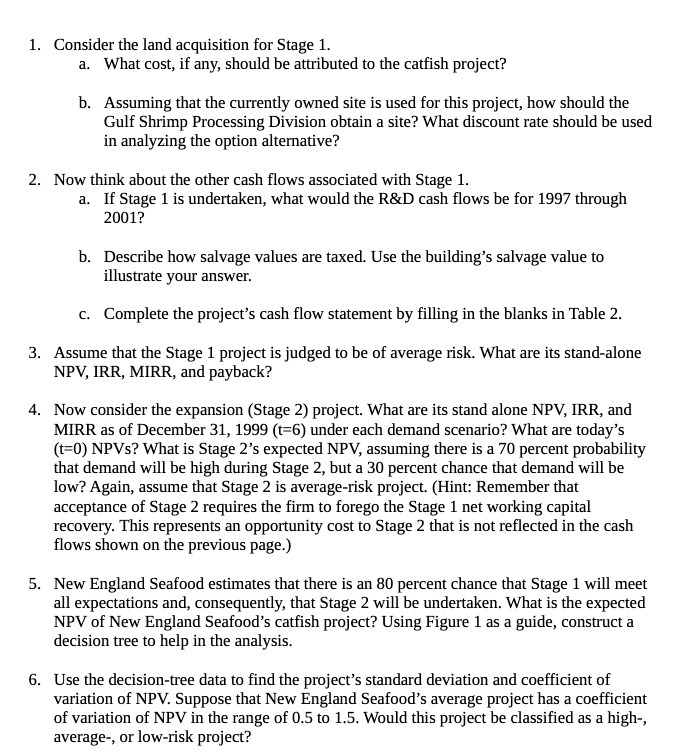 1. Consider the land acquisition for Stage 1. a.