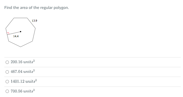 Area of Regular Polygons Find the area of the