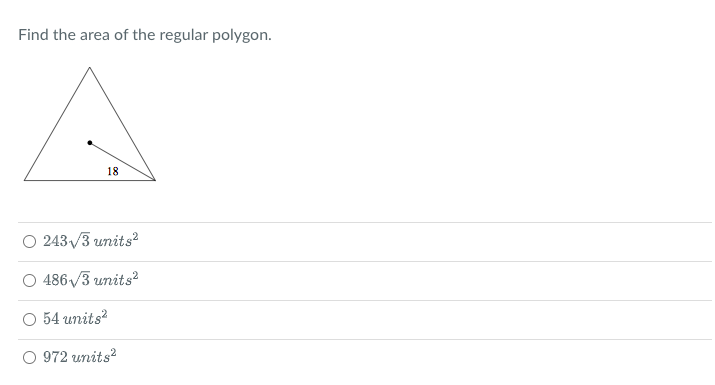 Area of Regular Polygons Find the area of the