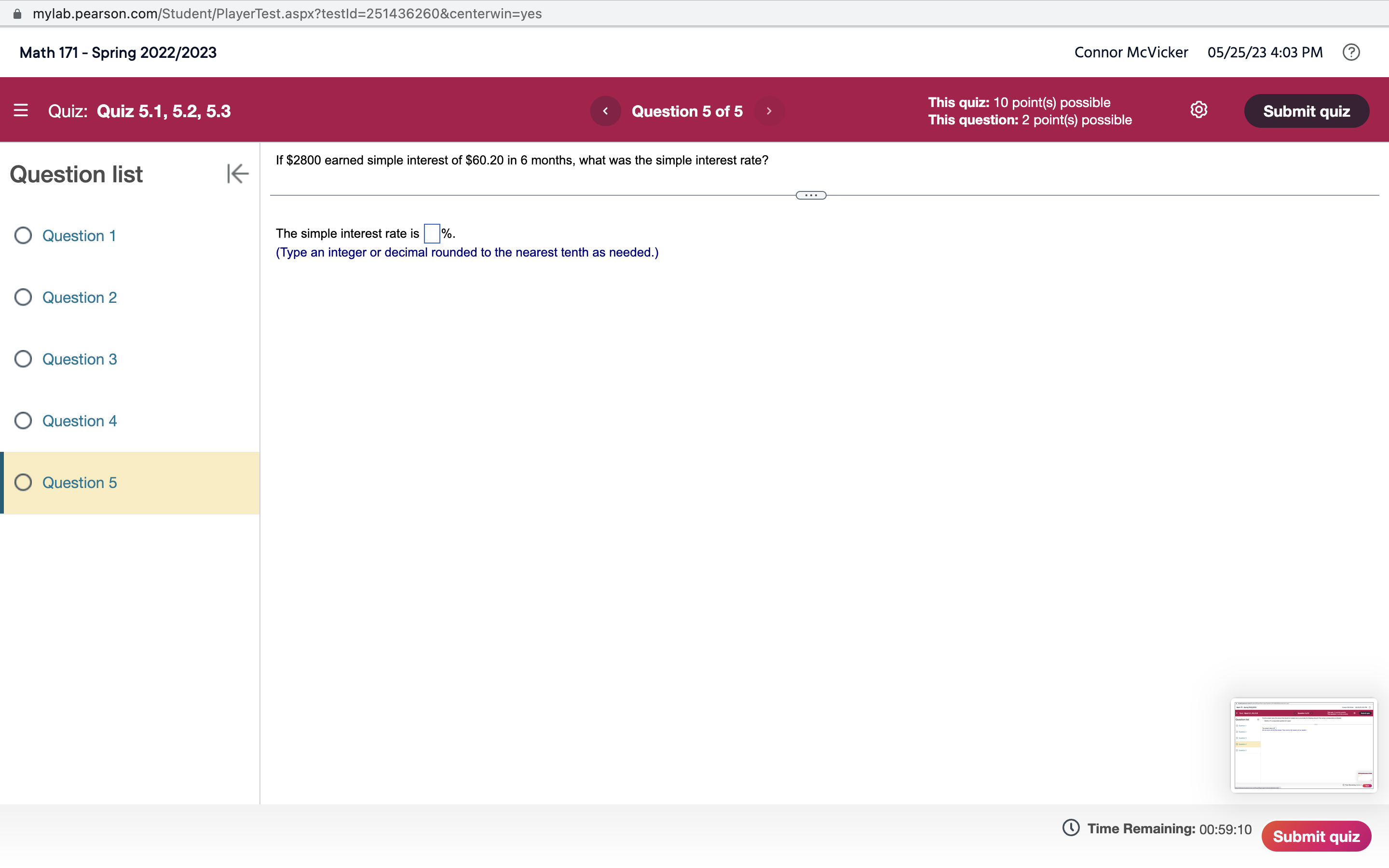 mylab.pearson,com/Student/P|ayerTest.aspx?testld=2