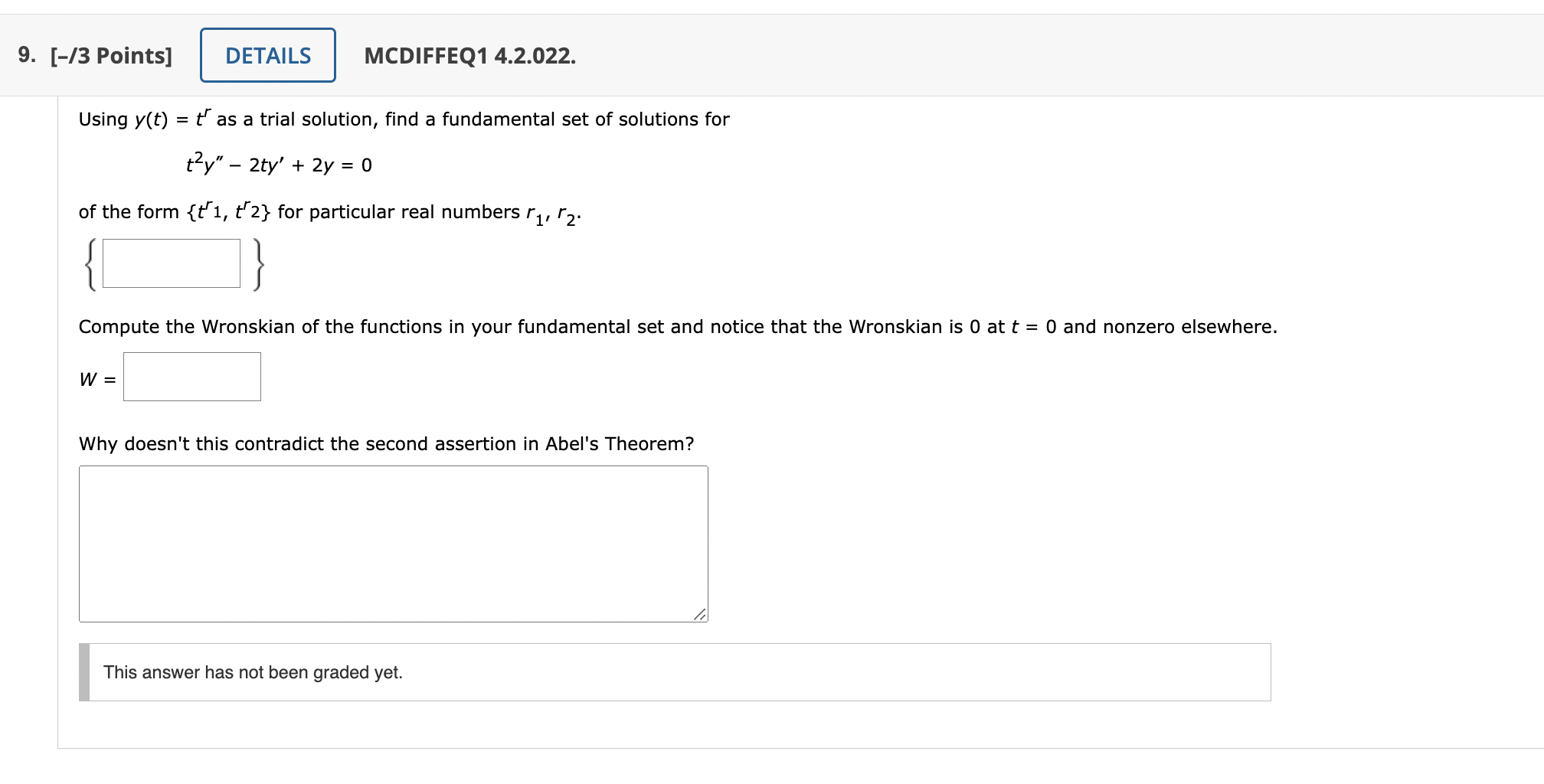 9. [-/3 Points] DETAILS MCDIFFEQ1 4.2.022. Using