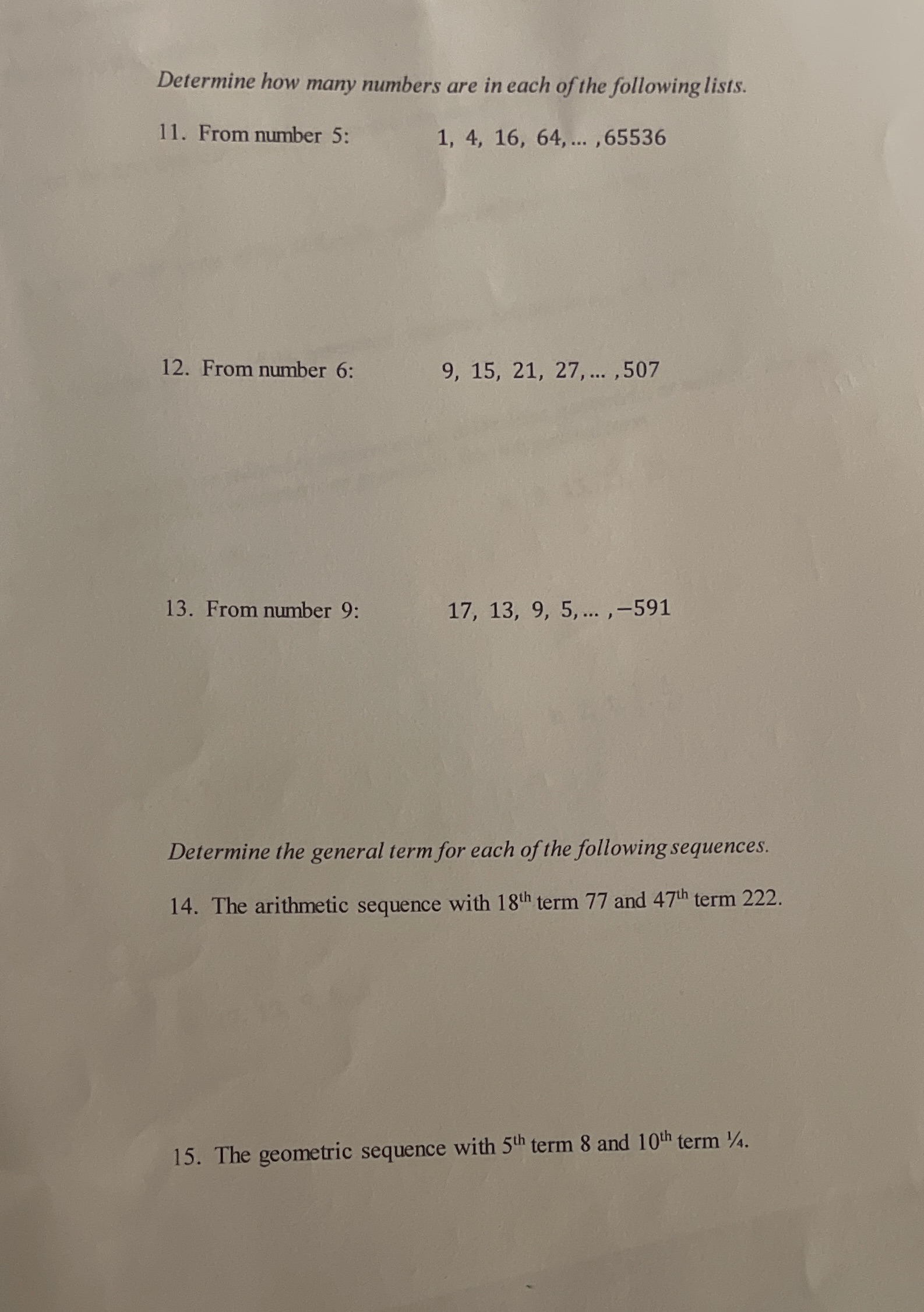 #12 and 14 Determine how many numbers are in each