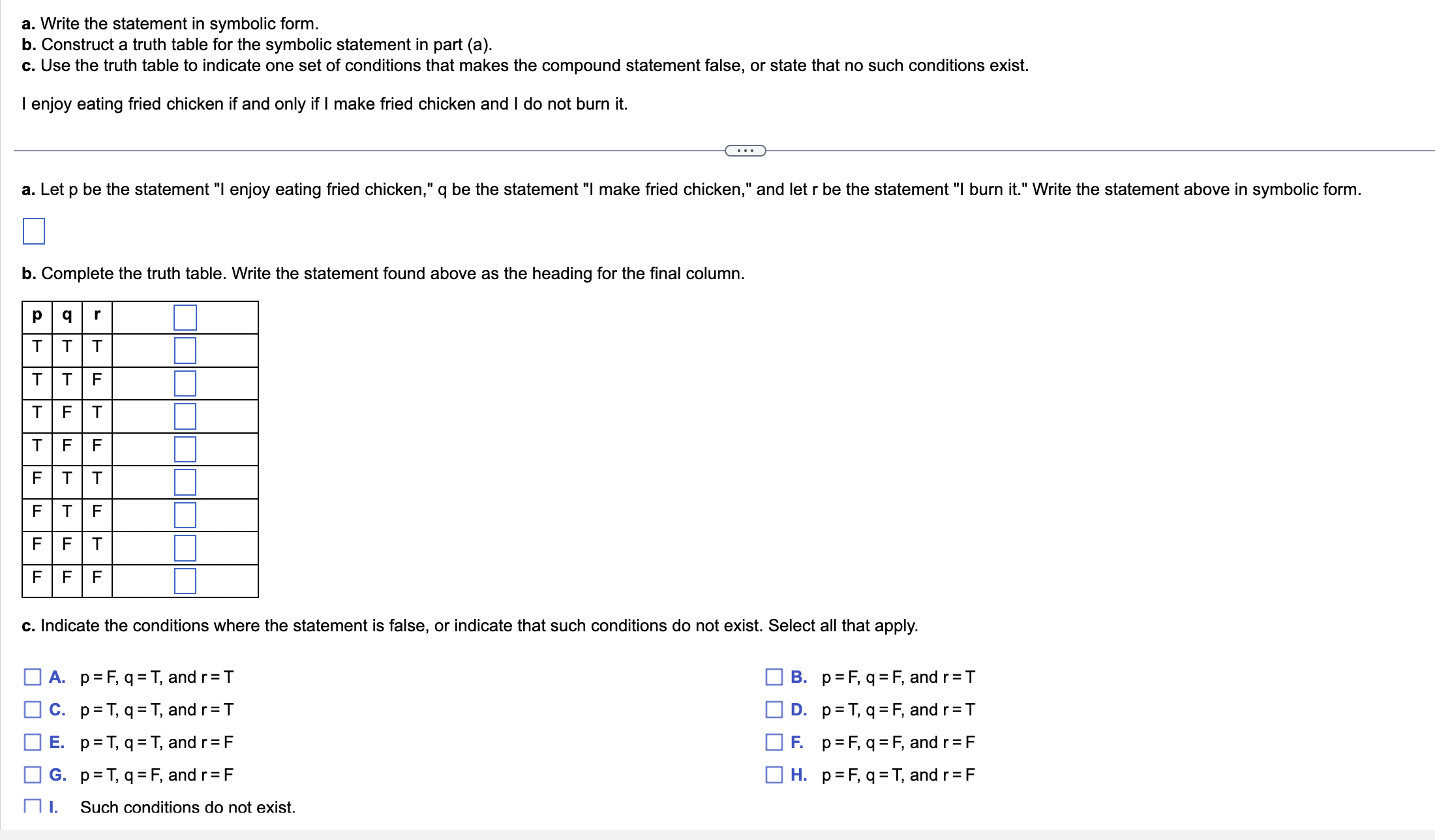 a. Write the statement in symbolic form. b.