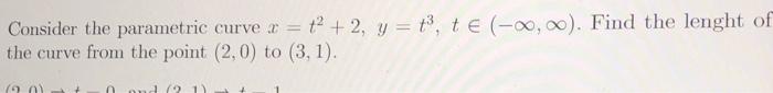 Consider the parametric curve a = t' + 2, y