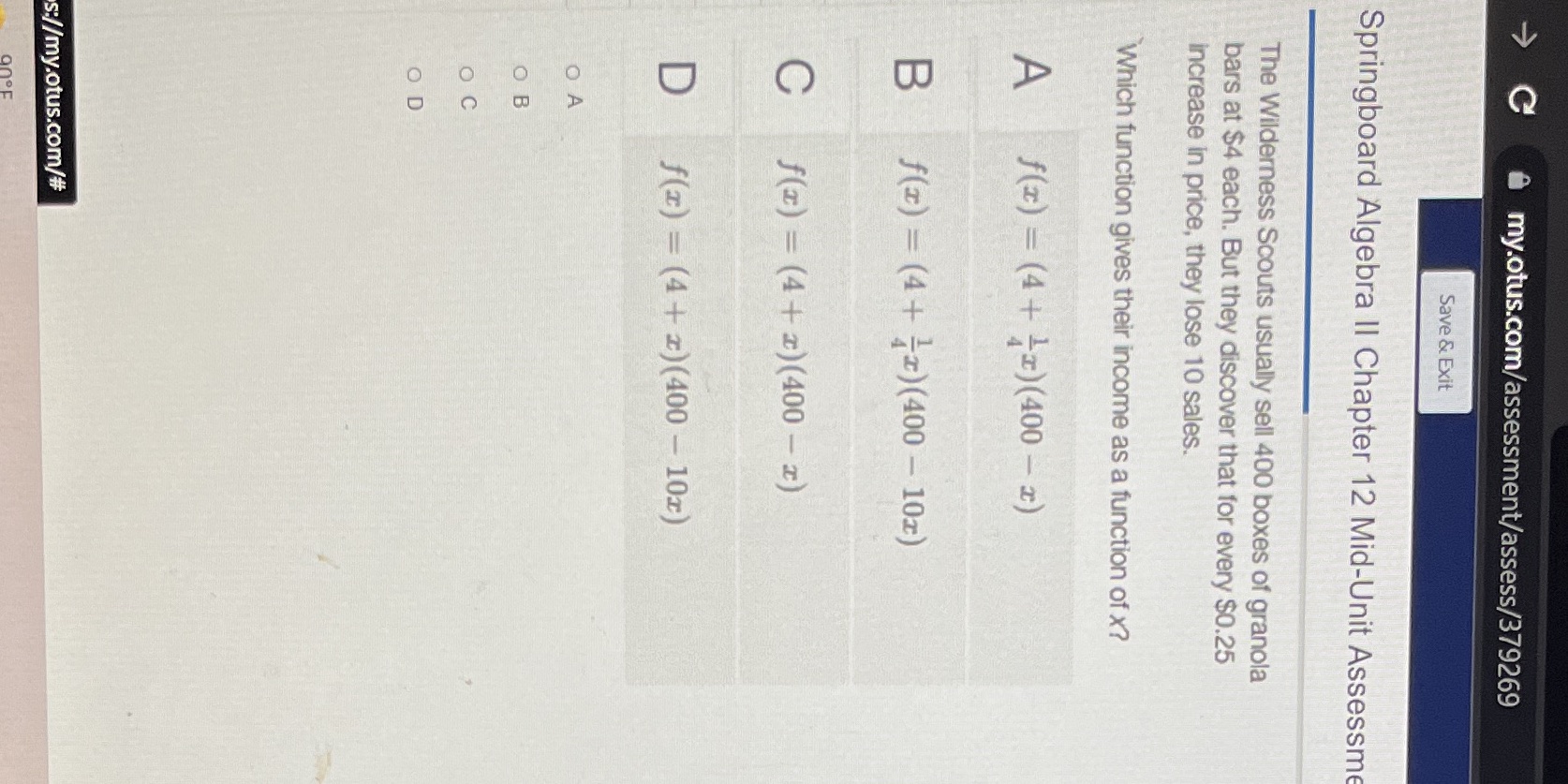 my.otus.com/assessment/assess/379269 Save & Exit