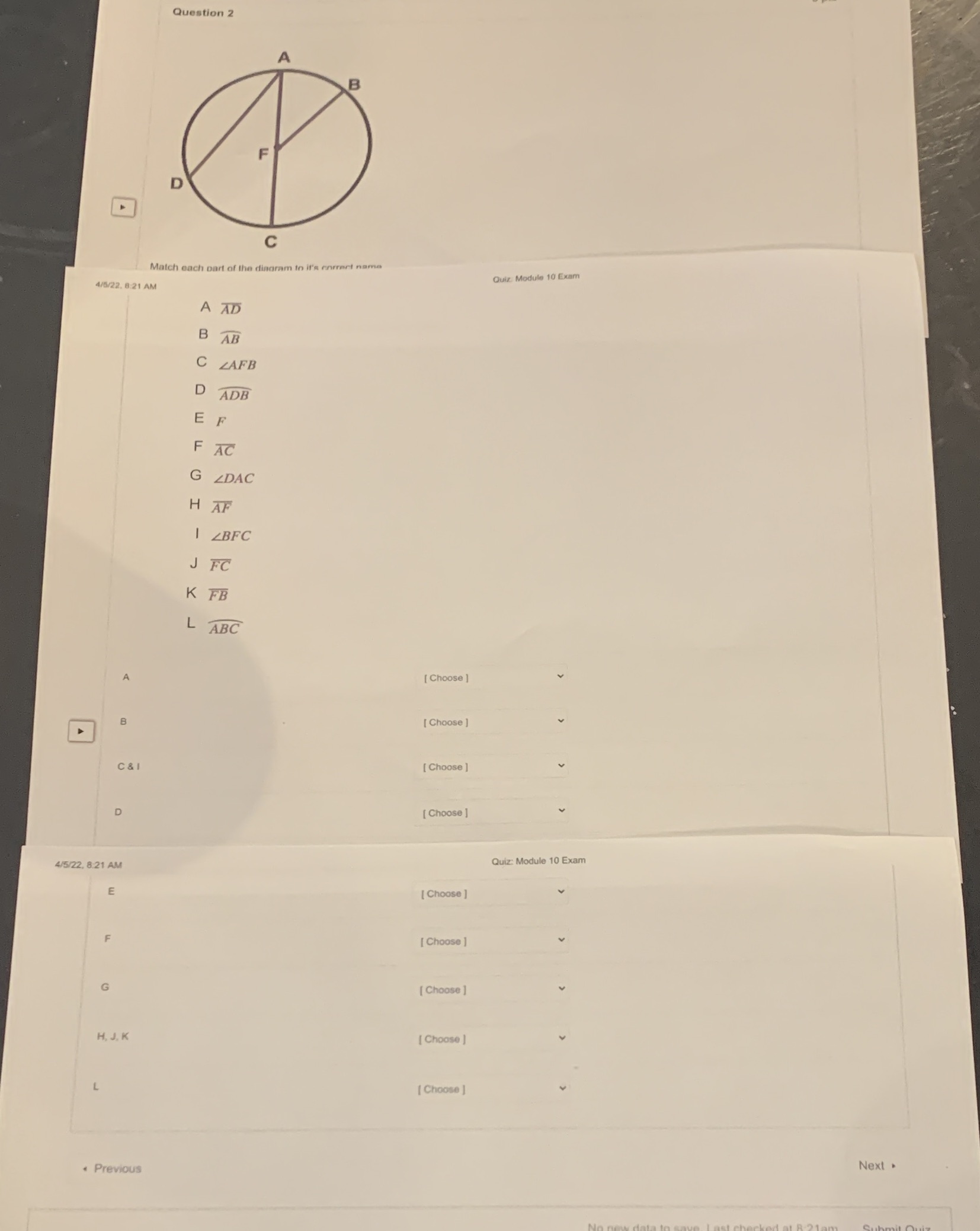 Question 2 C Match each part of the diagram to
