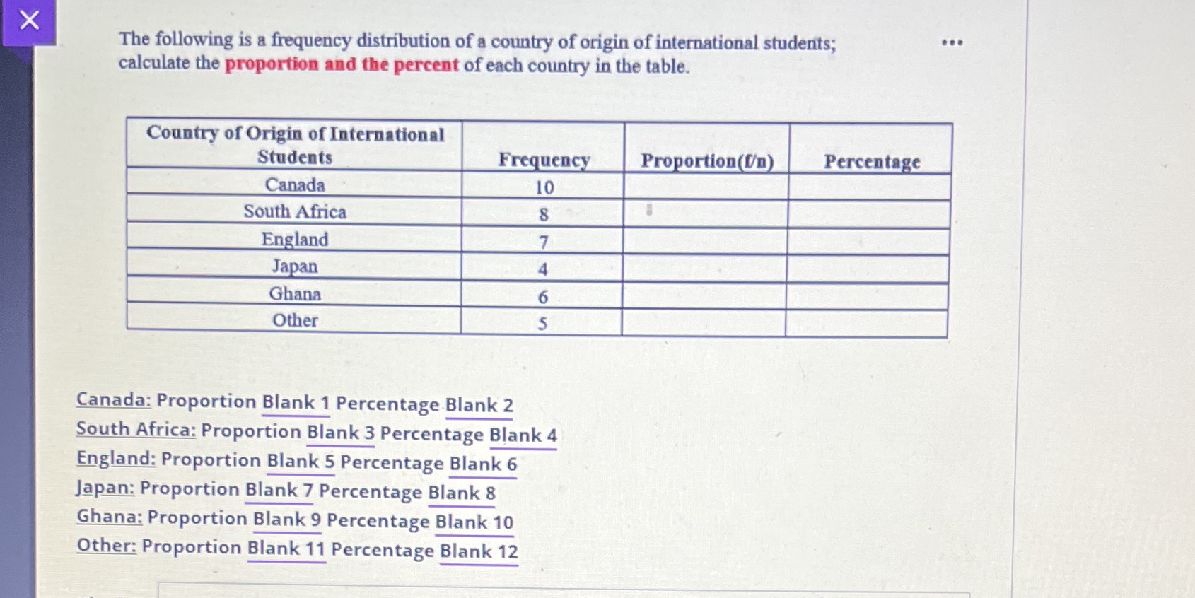 X The following is a frequency distribution of a
