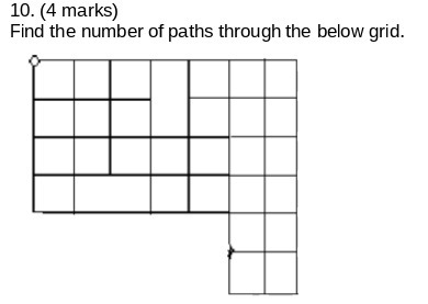 10. (4 marks) Find the number of paths through