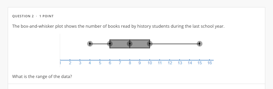 QUESTION 2 . 1 POINT The box-and-whisker plot