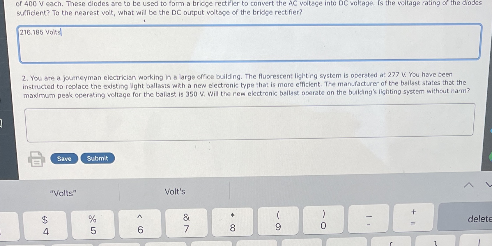 of 400 V each. These diodes are to be used to