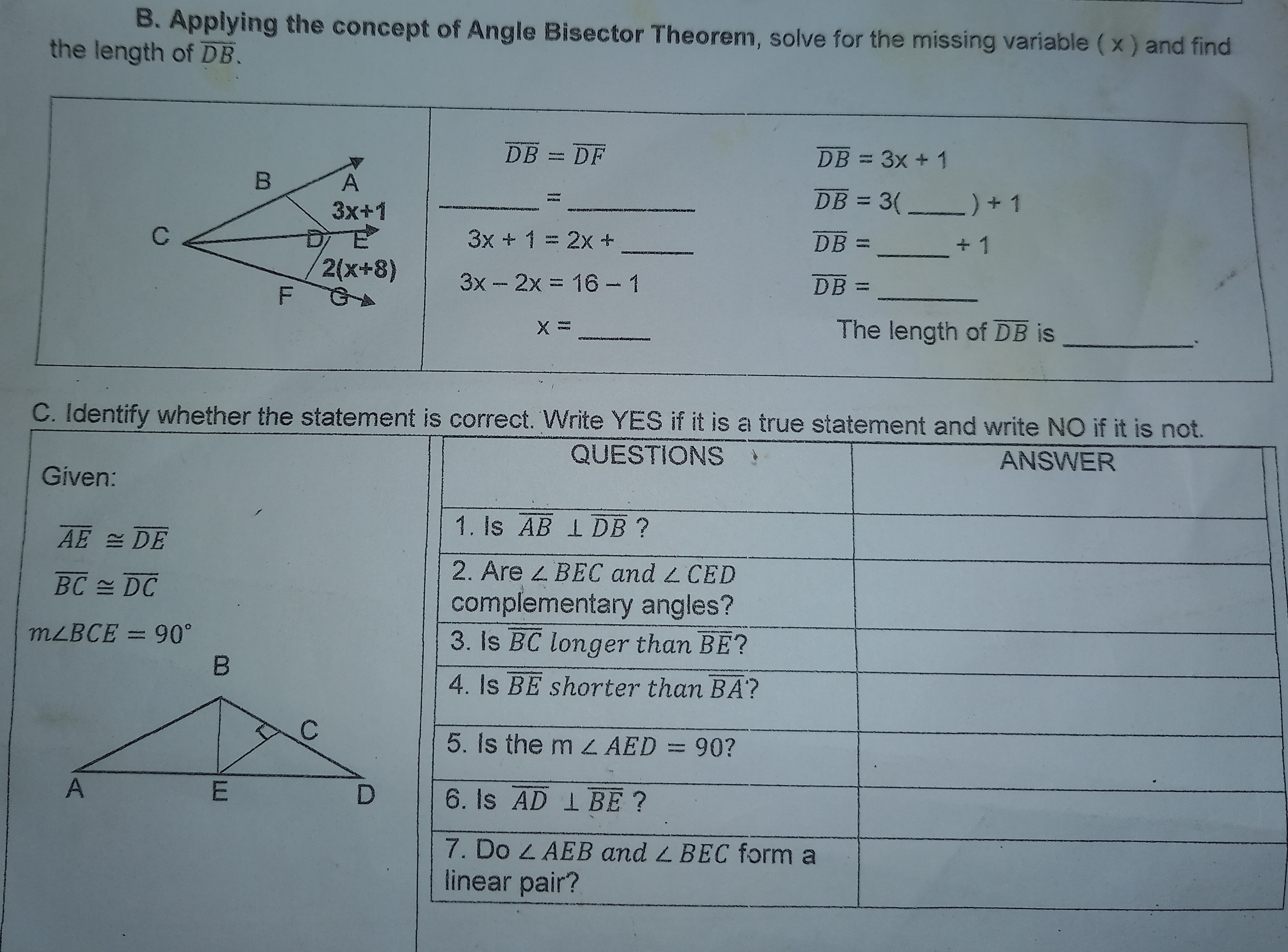 B. Applying the concept of Angle Bisector