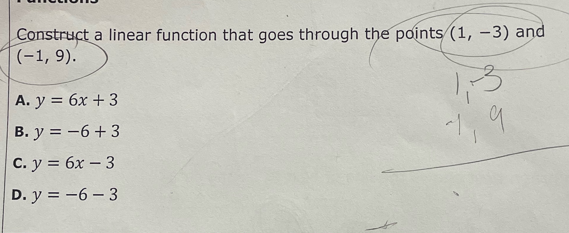 What was the right answer Construct a linear