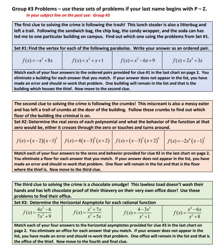 \fGroup #3 Problems use these sets of problems if