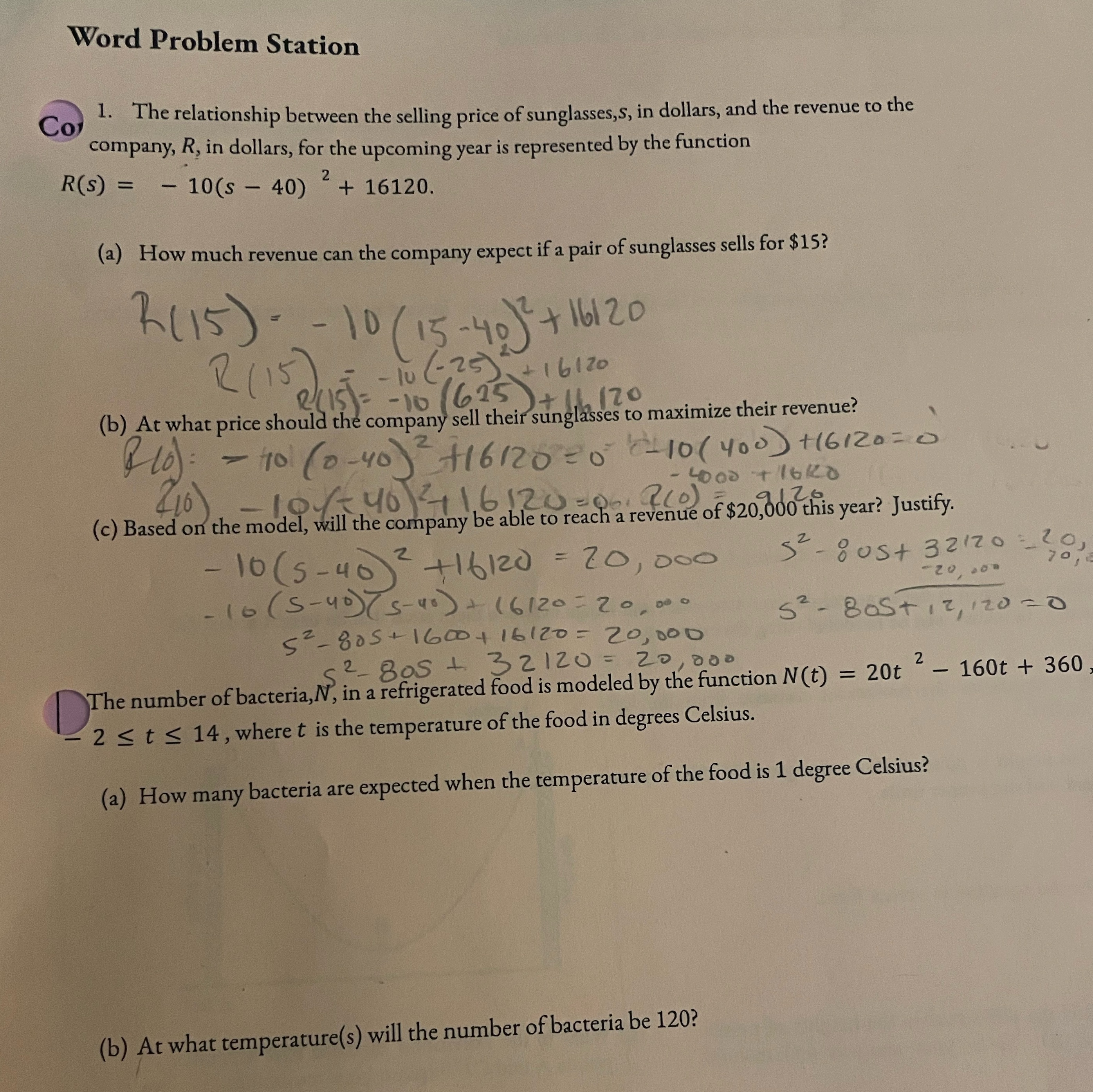 Im confused one these? Word Problem Station Co 1.