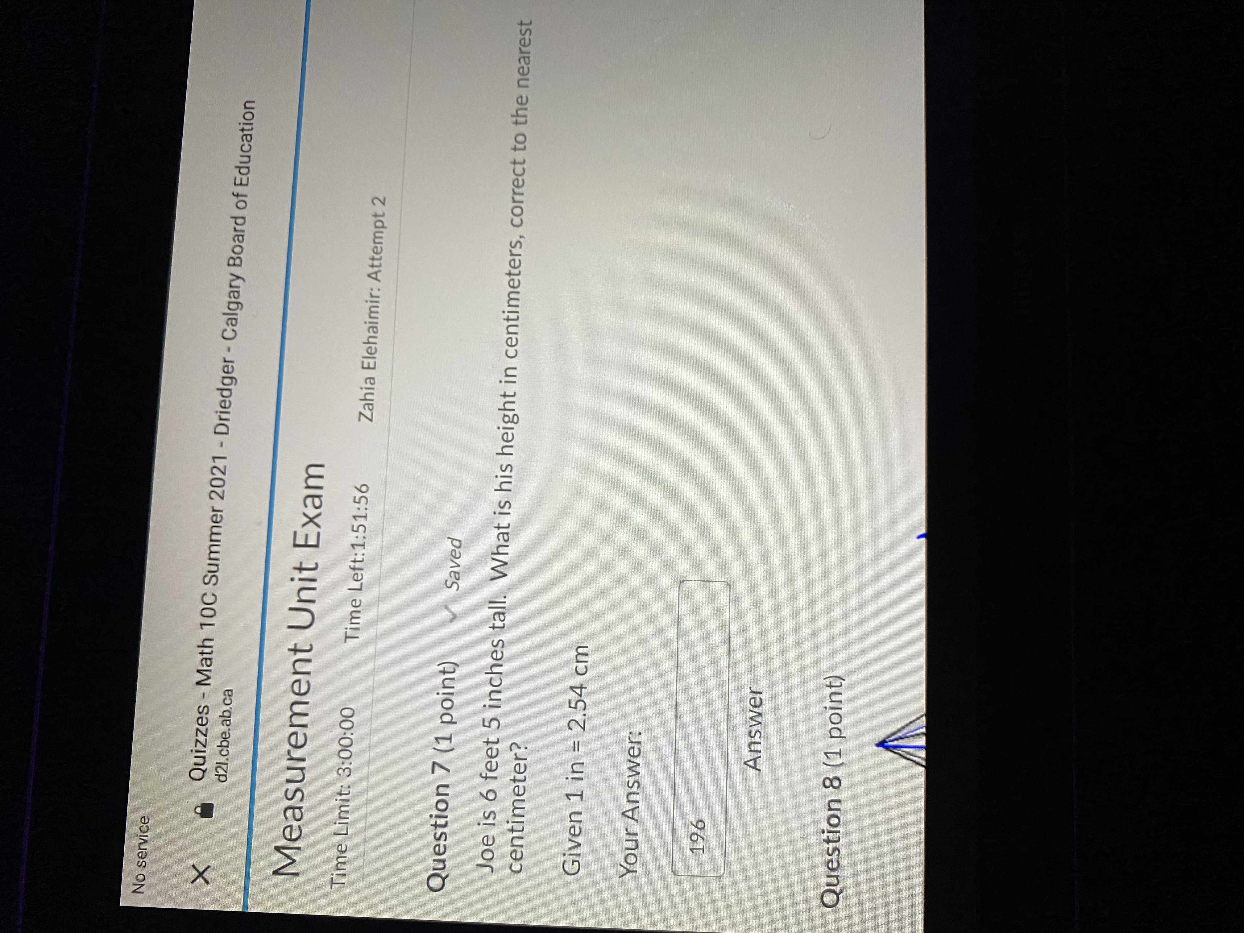 No service X Quizzes - Math 10C Summer 2021 -