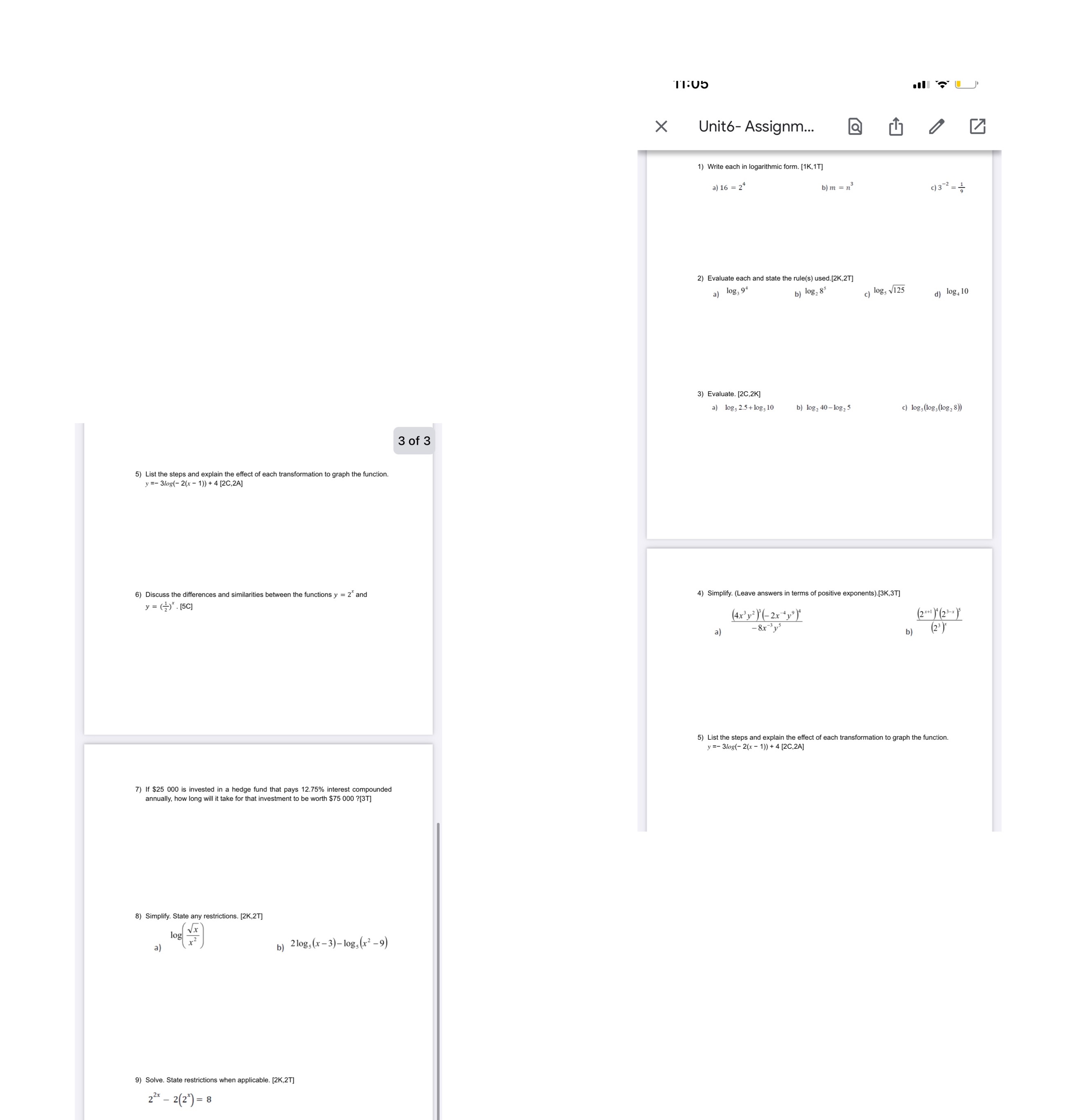 17:05 X Unit6- Assignm... 1) Write each in
