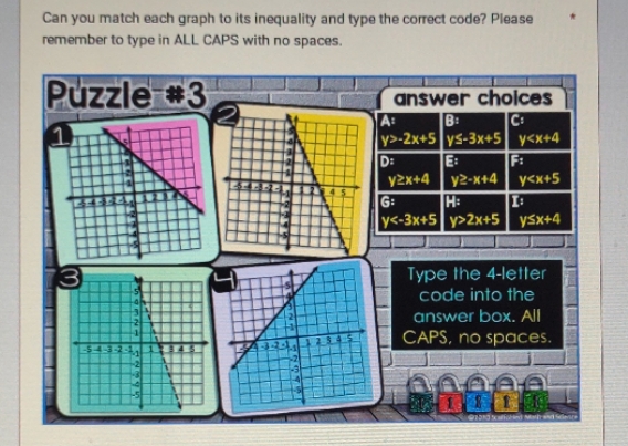 Can you match each graph to its inequality and