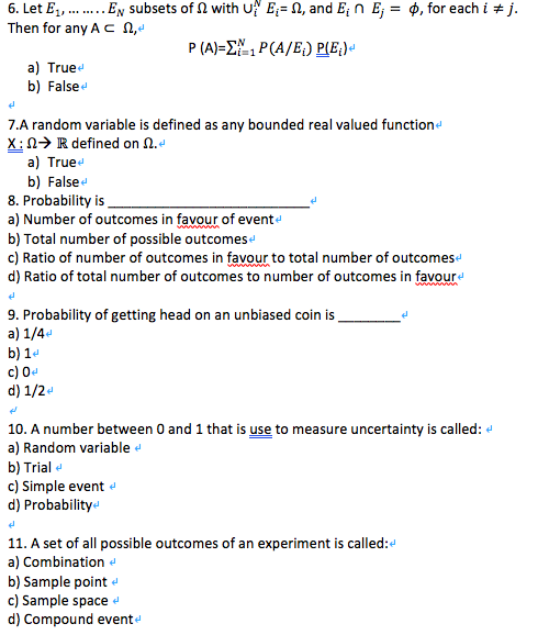 1. Let n be the space of states of nature, or