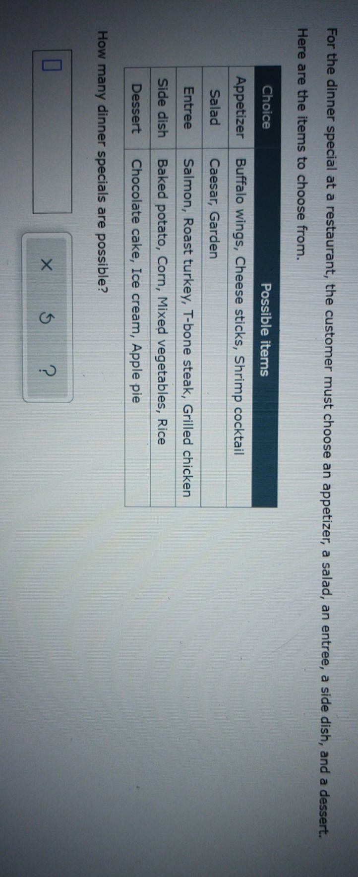 GCU mat144 For the dinner special at a