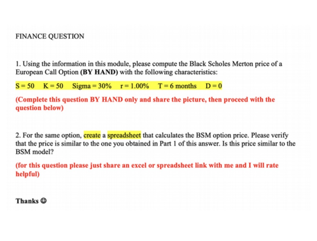 FINANCE QUESTION 1. Using the information in this