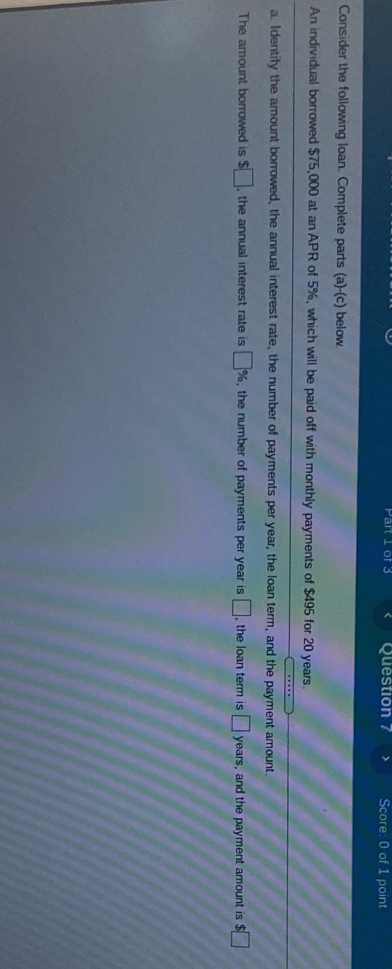 This is a three part question. So I'll need