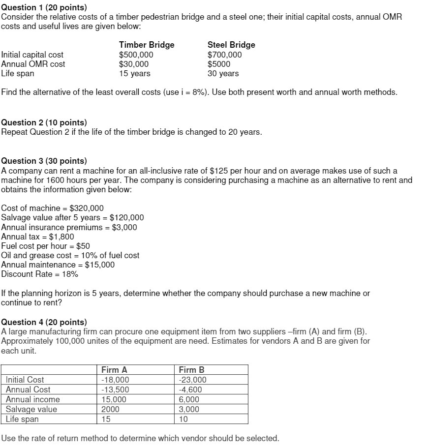 Question 1 {20 points} Consider the relative
