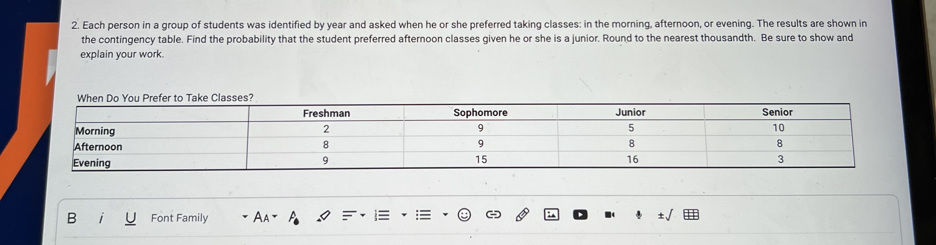 2. Each person in a group of students was