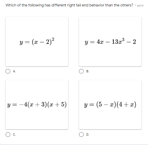 \fWhich of the following has different right tail
