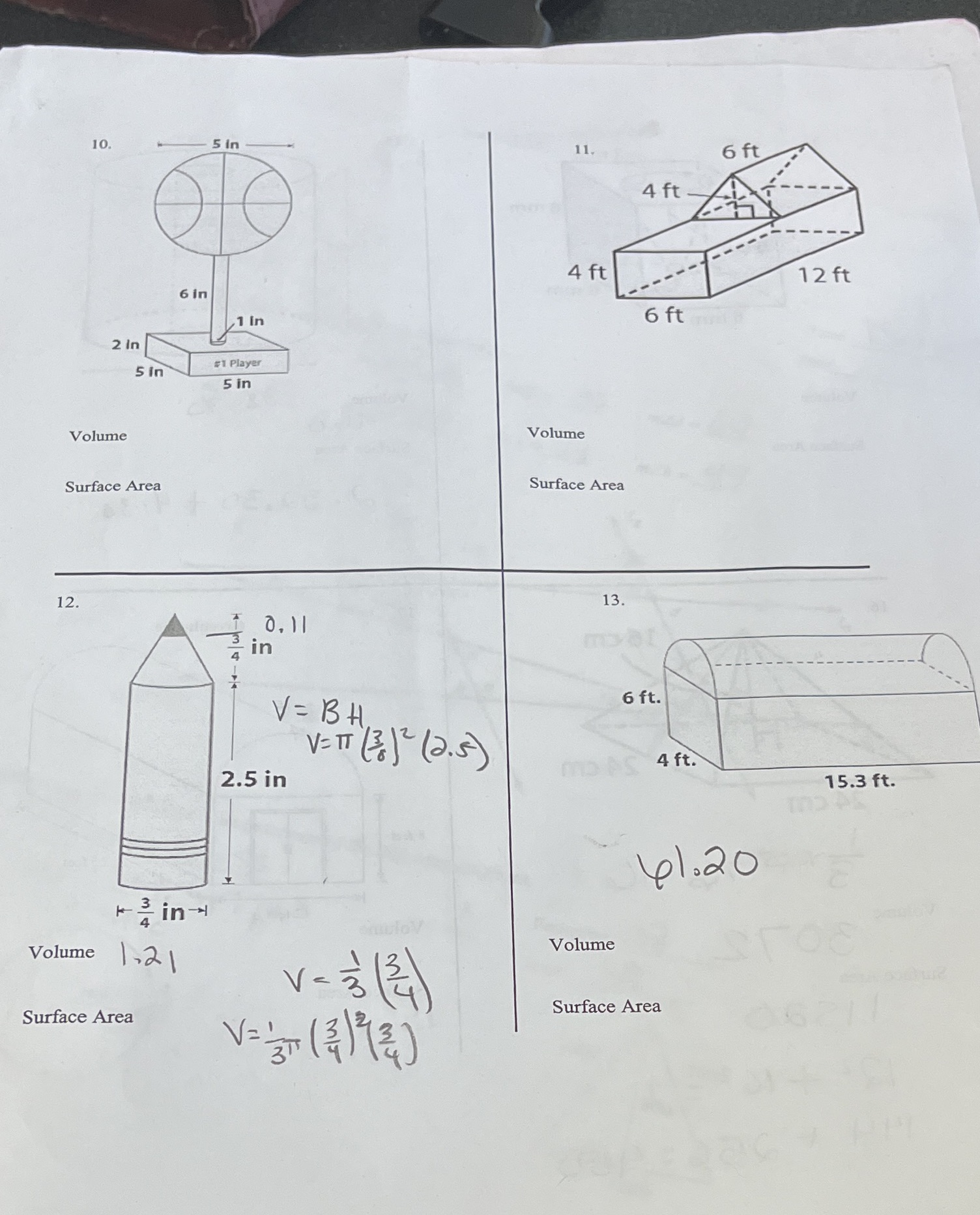 10. 5 In 11. 6 ft 4 ft 4 ft 12 ft 6 in 6 ft 1 In