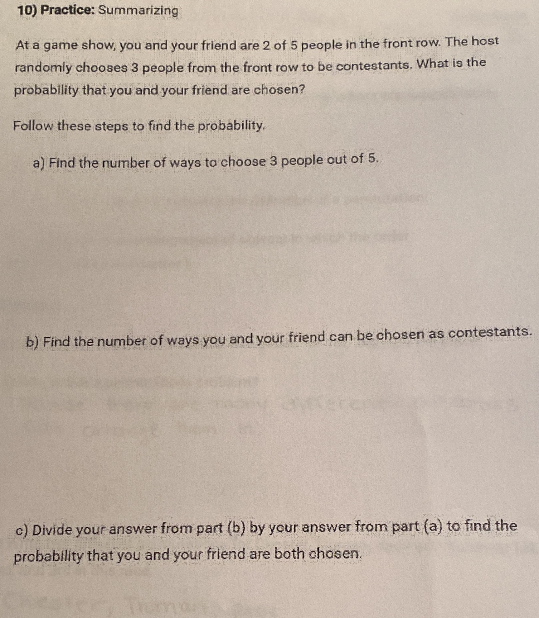 help please with the combination formula 10)