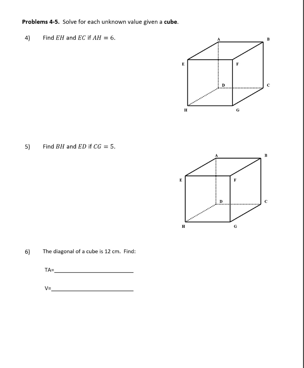 Problems 1-8 all. Answer key below if needed. H.