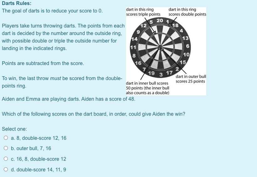 i need help Darts Rules: The goal of darts is to