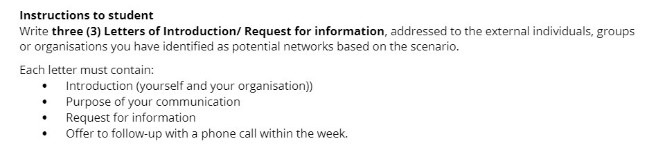 Instructions to student Write three (3} Letters