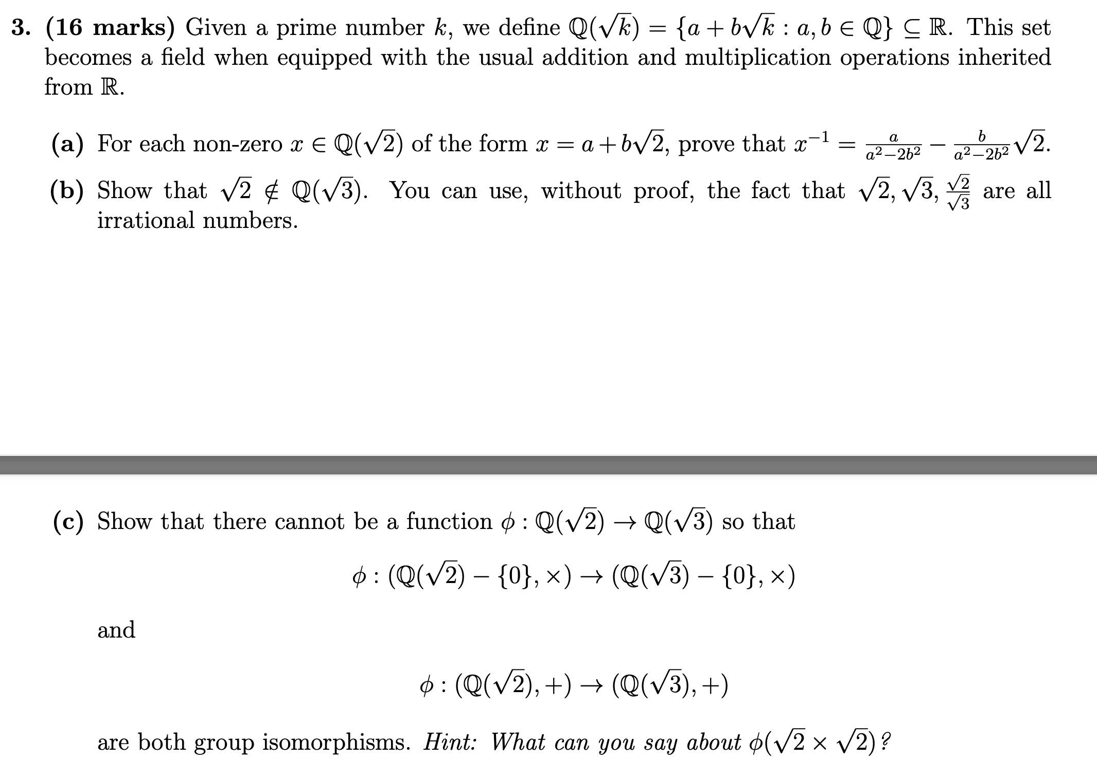 3. (16 marks) Given a prime number k, we dene