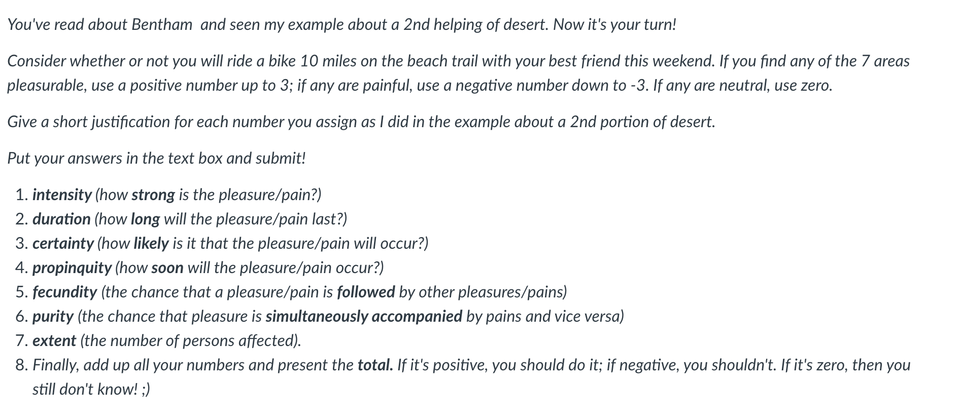 1. You've read about Bentham and seen my