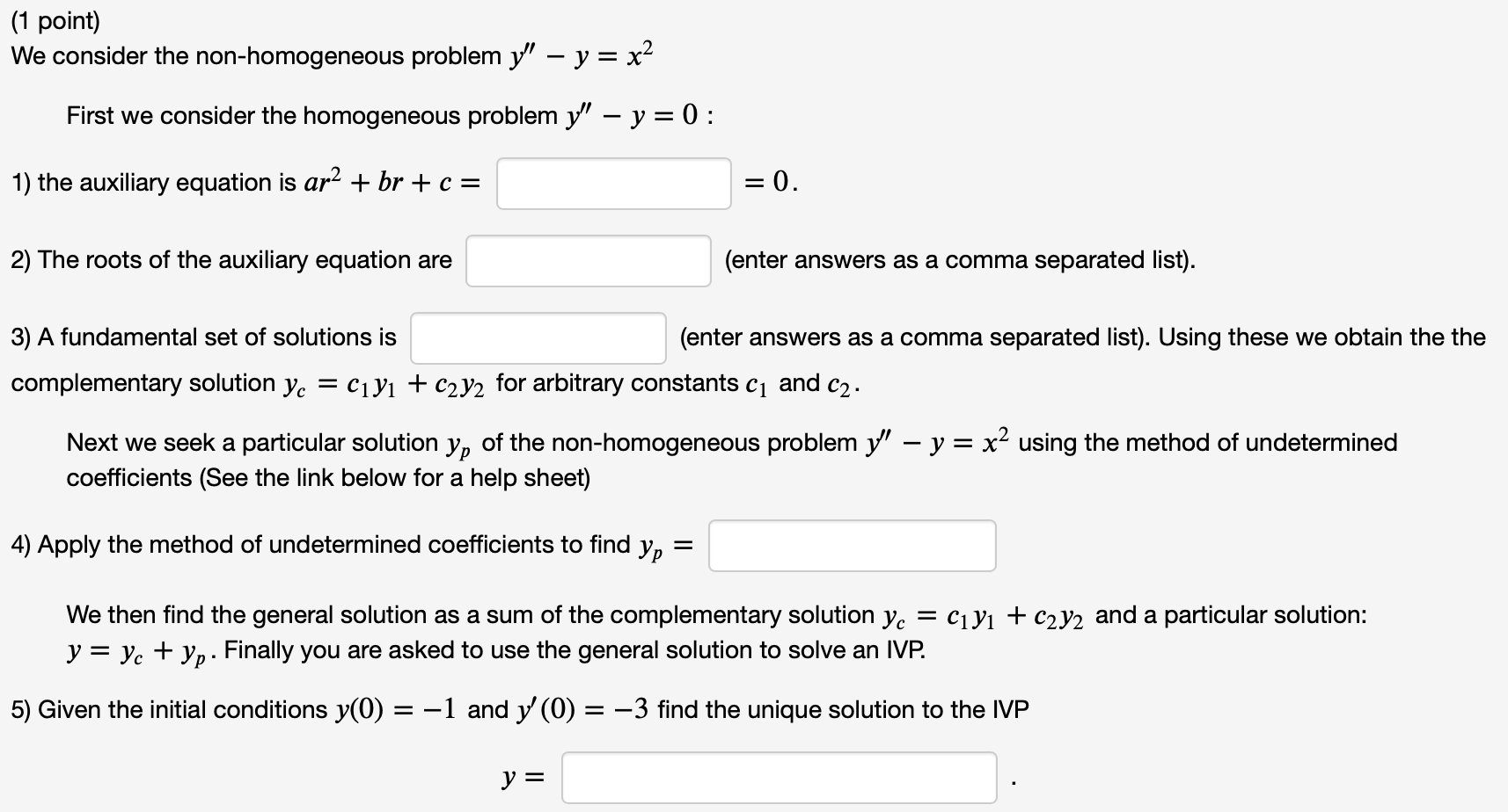 Questions are as follows: (1 point) We consider