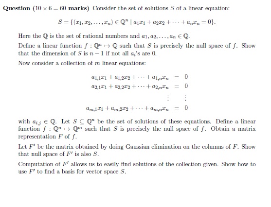 Question (10 x 6 =60 marks) Consider the set of