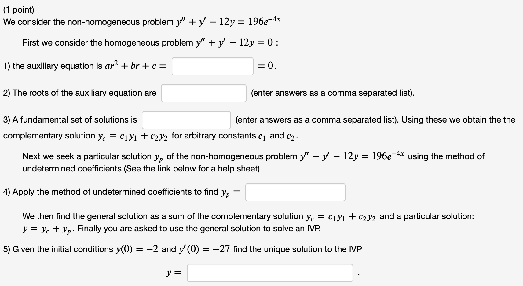Questions are as follows: (1 point) We consider