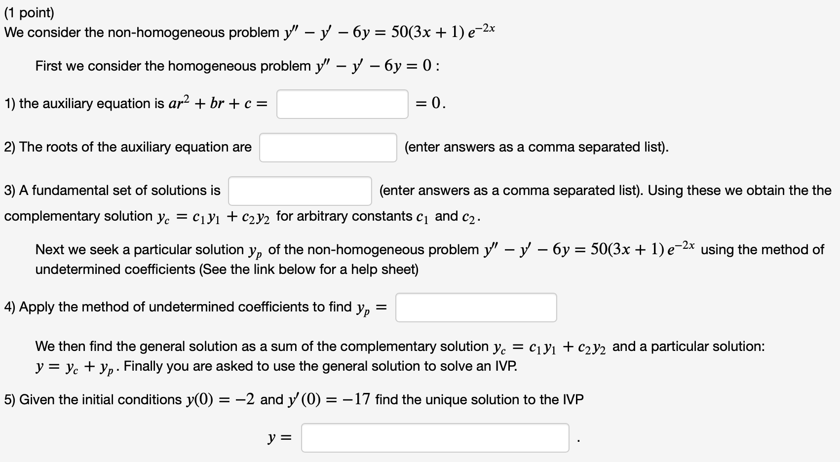 Questions are as follows: (1 point) We consider
