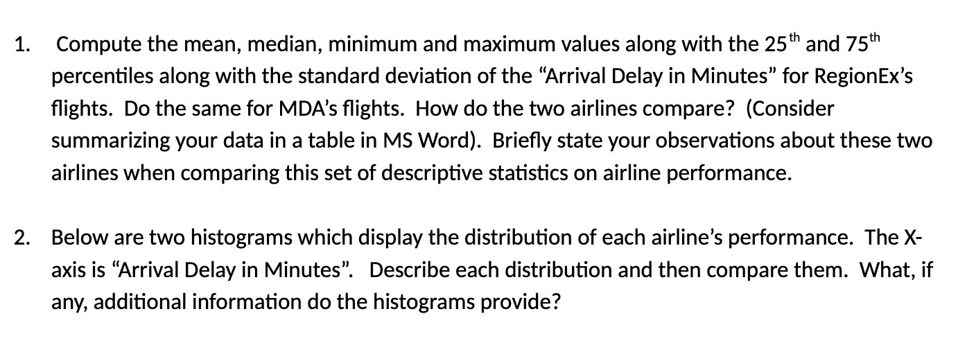 1. Compute the mean, median, minimum and maximum