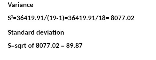 Variance S'=36419.91/(19-1)=36419.91/18=