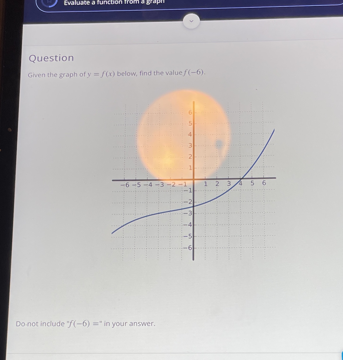 Evaluate a function from a graph Question Given