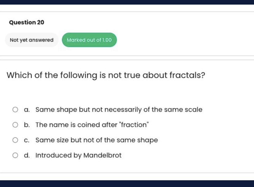 No need solution need asap Question 20 Not yet